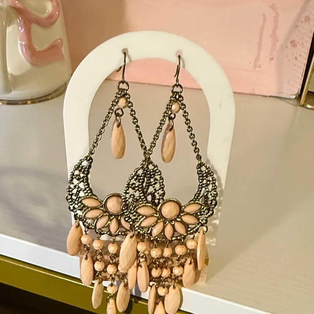 Bohemian Dangle Earrings with Floral Design